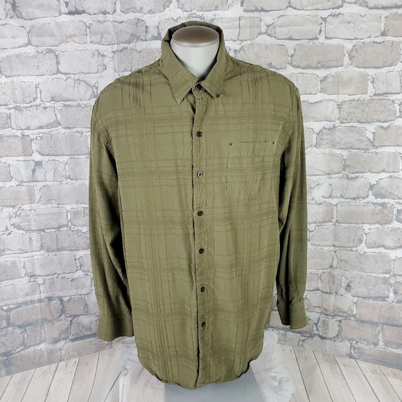Tommy Bahama  Shirt Olive Green Silk Button Front XLX - Picture 1 of 13
